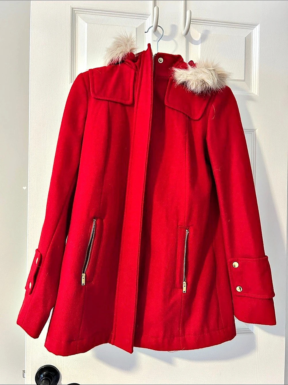 a new day Women's Red Hooded Jacket XS Like New